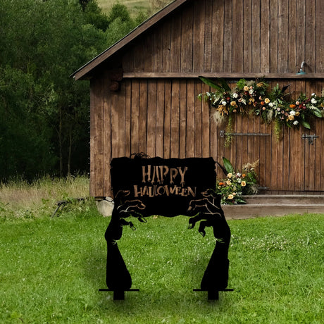 Happy Halloween Metal Garden Sign - BrossHome Metal Wall Art