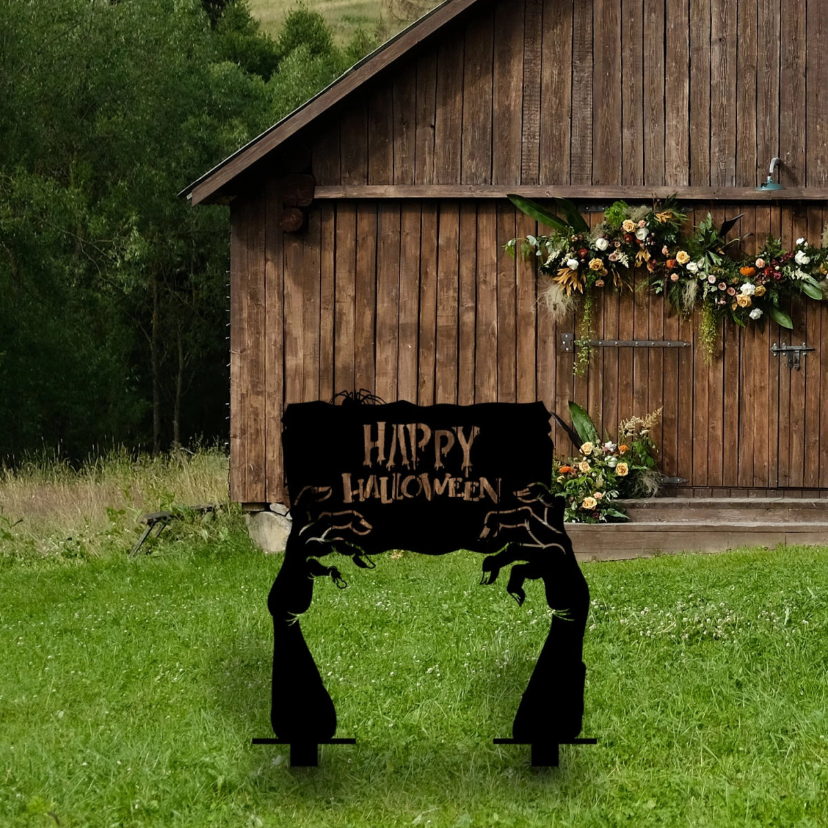 Happy Halloween Metal Garden Sign - BrossHome Metal Wall Art