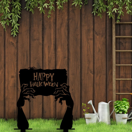 Happy Halloween Metal Garden Sign - BrossHome Metal Wall Art