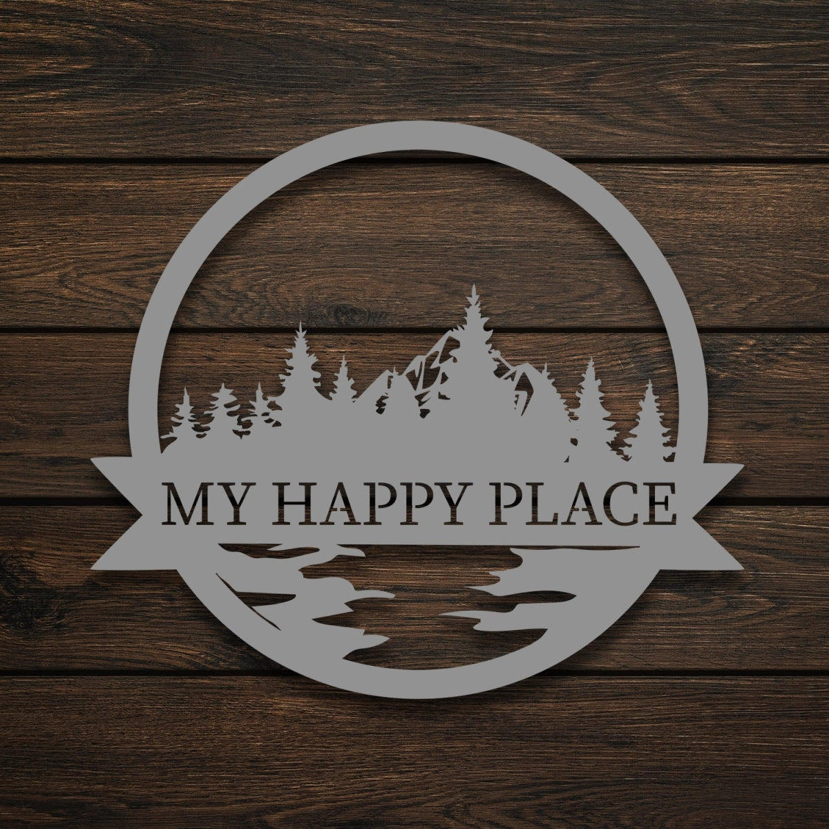 Happy Place Metal Garden Sign Decor - BrossHome Metal Wall Art