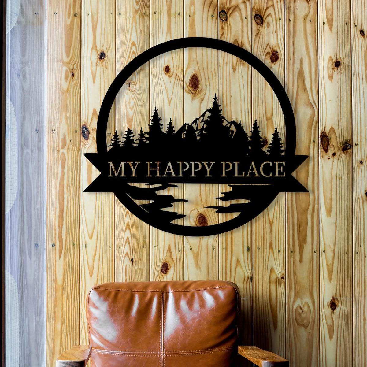 Happy Place Metal Garden Sign Decor - BrossHome Metal Wall Art