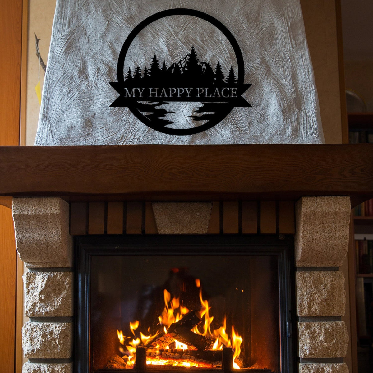 Happy Place Metal Garden Sign Decor - BrossHome Metal Wall Art