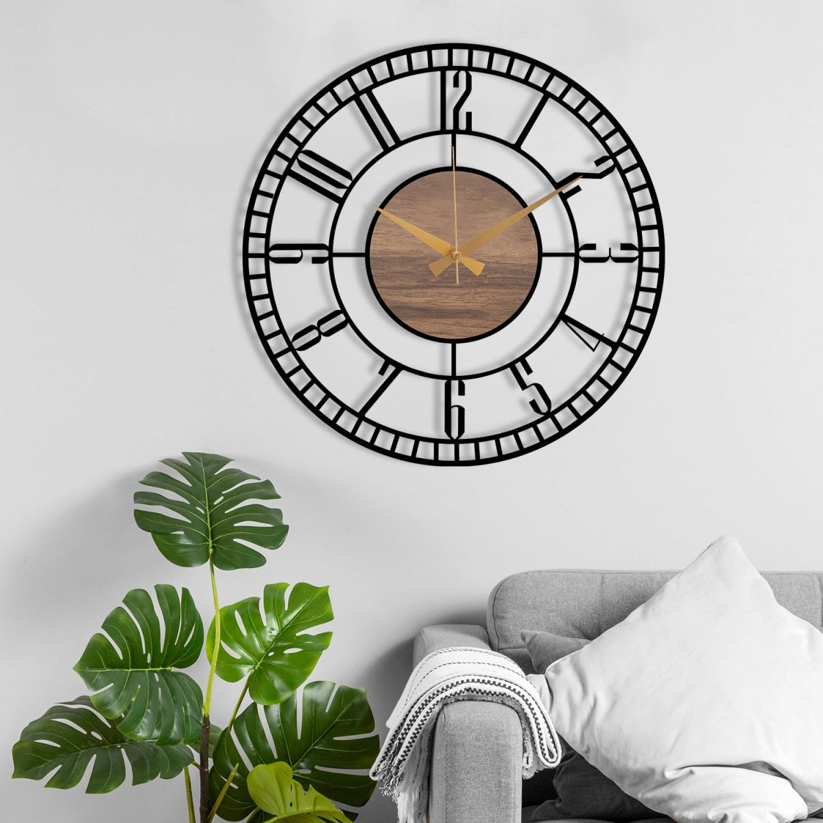 HOLLOW DECORATIVE METAL WALL CLOCK - BrossHome Metal Wall Art