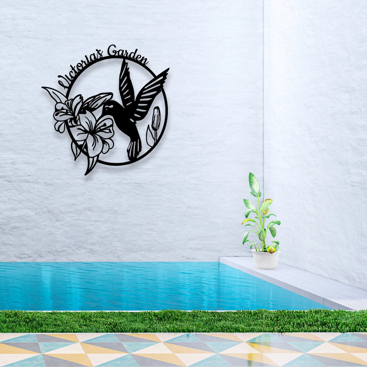 Hummingbird Metal Garden Sign Decor - BrossHome Metal Wall Art