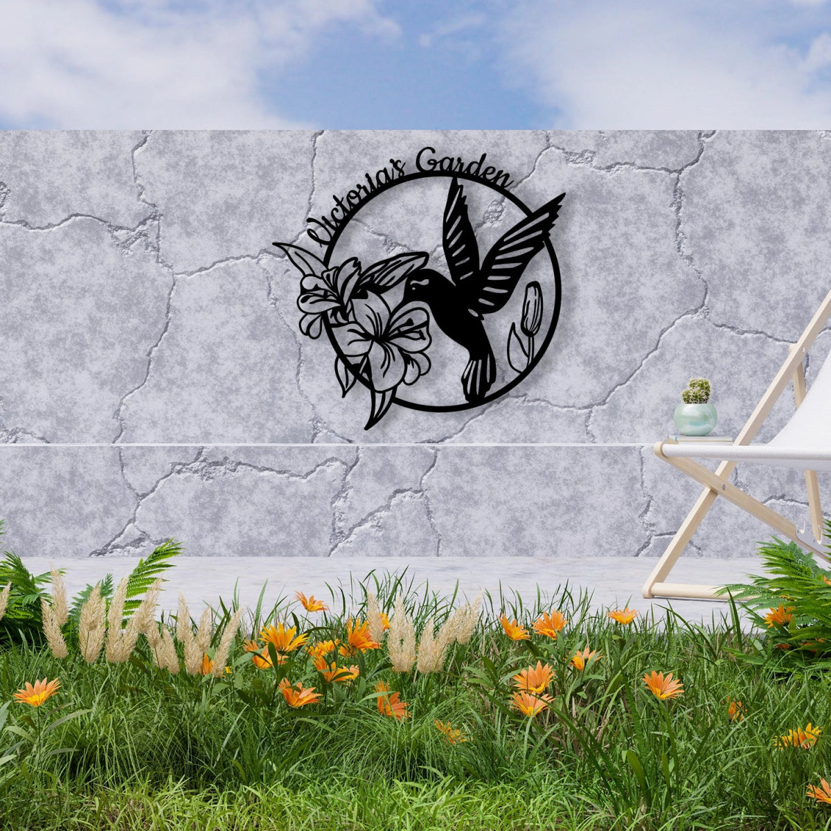 Hummingbird Metal Garden Sign Decor - BrossHome Metal Wall Art