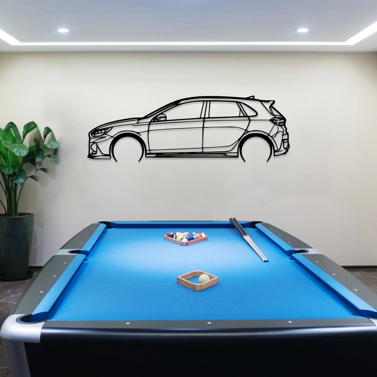 i30N Fastback Car Silhouette Wall Art - BrossHome Metal Wall Art