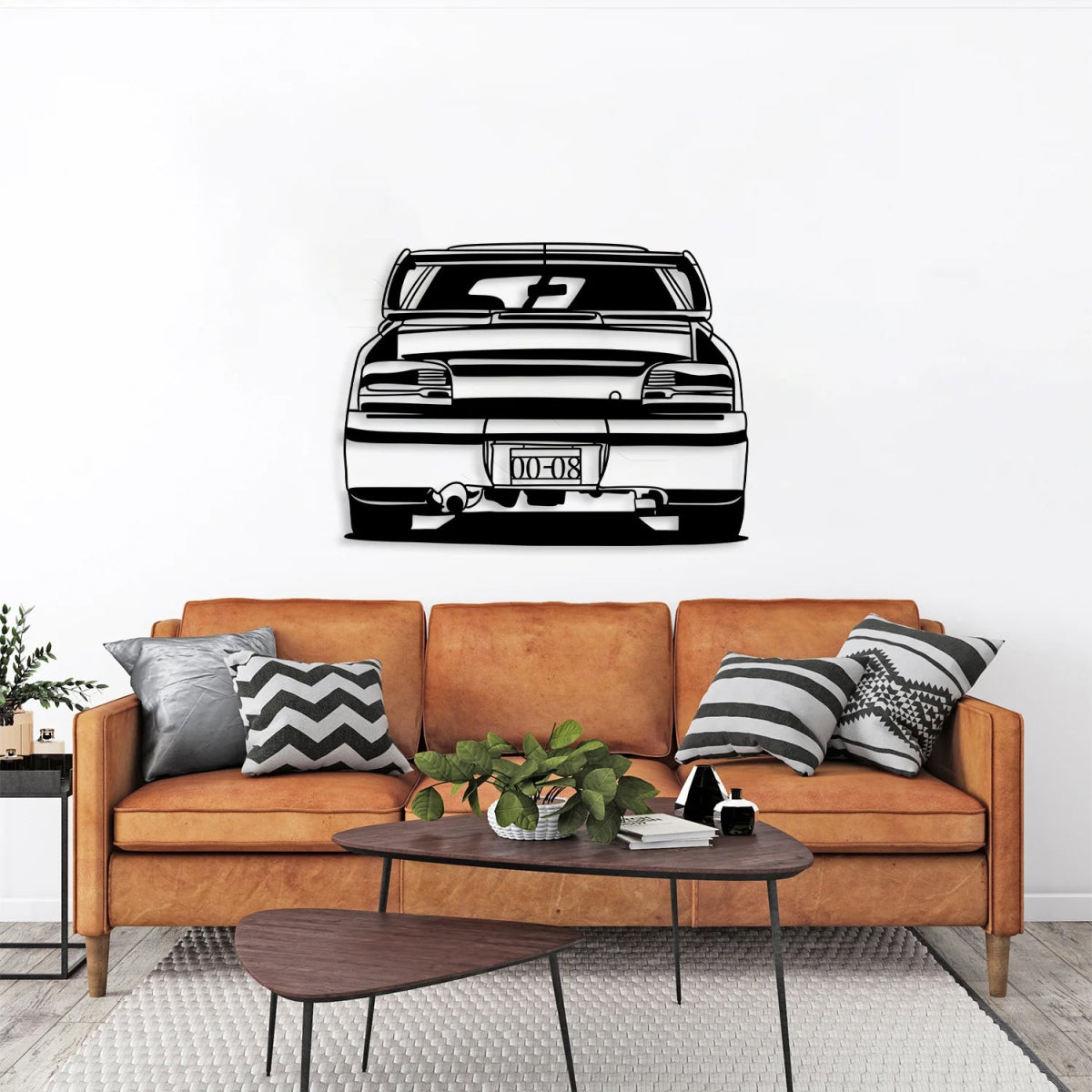 Impreza GC8 WRX STI Car Silhouette Metal Wall Art (Back View) - BrossHome Metal Wall Art