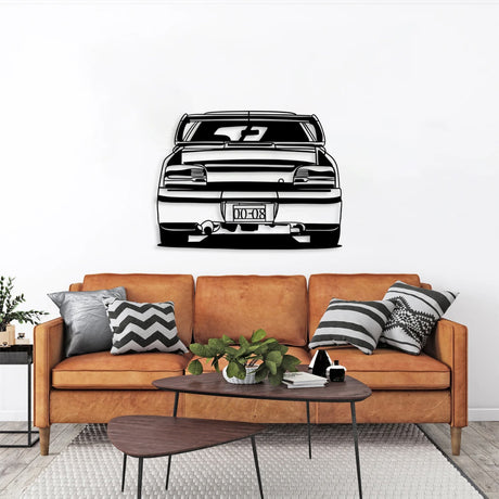 Impreza GC8 WRX STI Car Silhouette Metal Wall Art (Back View) - BrossHome Metal Wall Art
