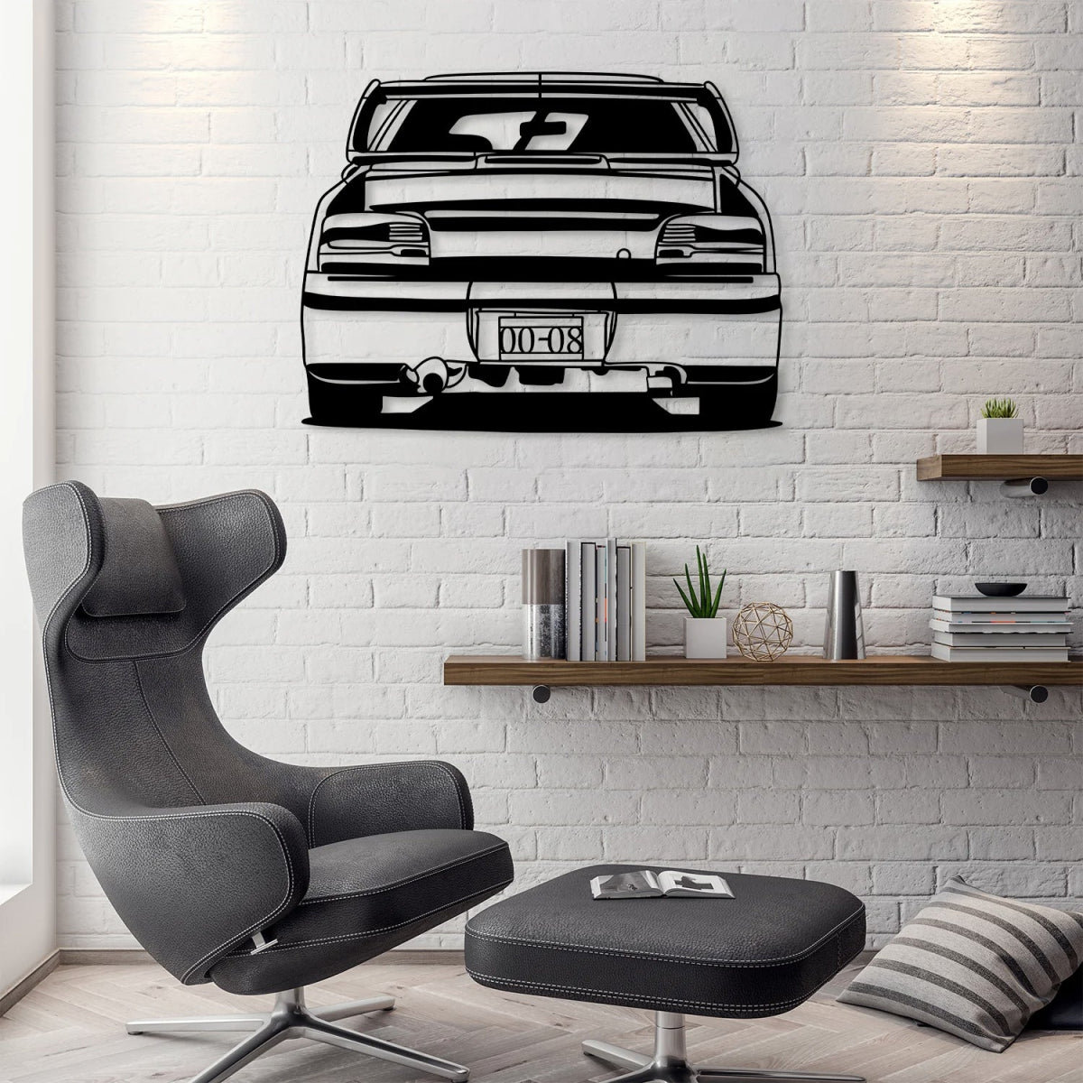 Impreza GC8 WRX STI Car Silhouette Metal Wall Art (Back View) - BrossHome Metal Wall Art