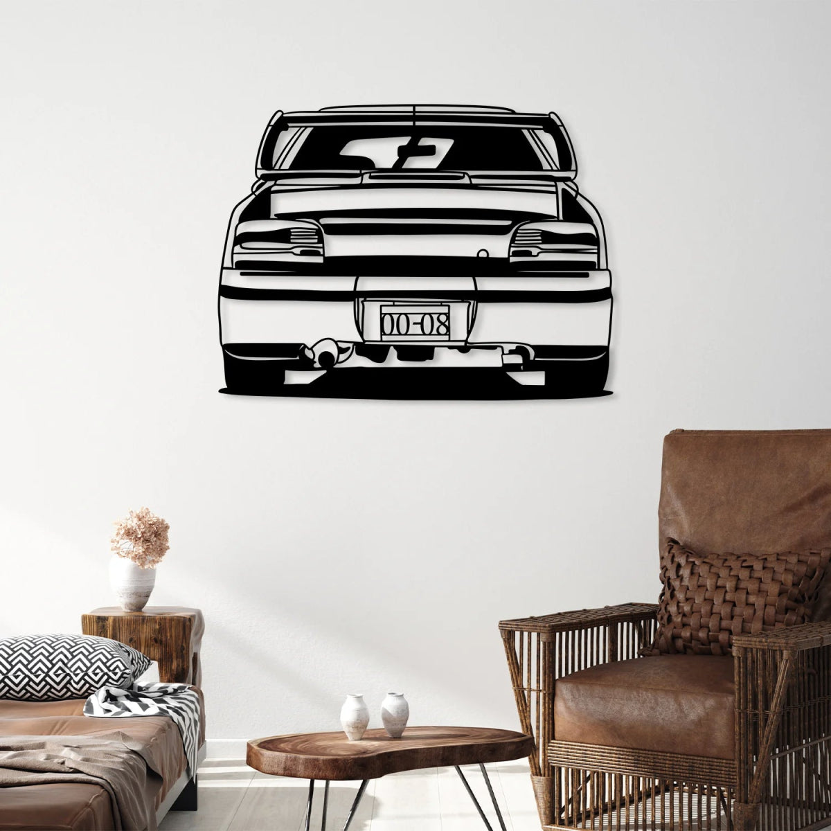 Impreza GC8 WRX STI Car Silhouette Metal Wall Art (Back View) - BrossHome Metal Wall Art