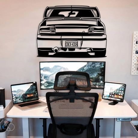 Impreza GC8 WRX STI Car Silhouette Metal Wall Art (Back View) - BrossHome Metal Wall Art