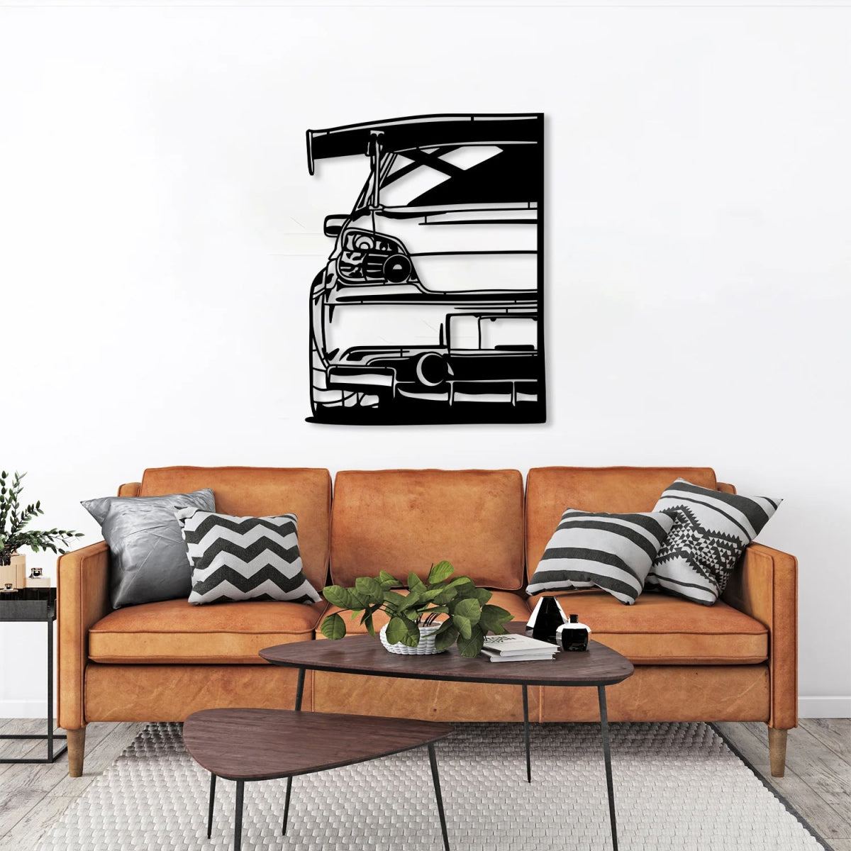 Impreza Wrx Sti Rear View Silhouette Metal Wall Art - BrossHome Metal Wall Art