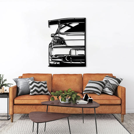 Impreza Wrx Sti Rear View Silhouette Metal Wall Art - BrossHome Metal Wall Art