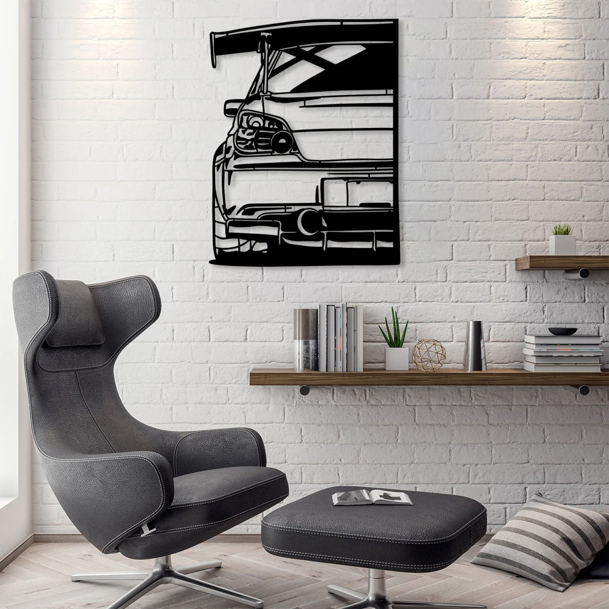 Impreza Wrx Sti Rear View Silhouette Metal Wall Art - BrossHome Metal Wall Art
