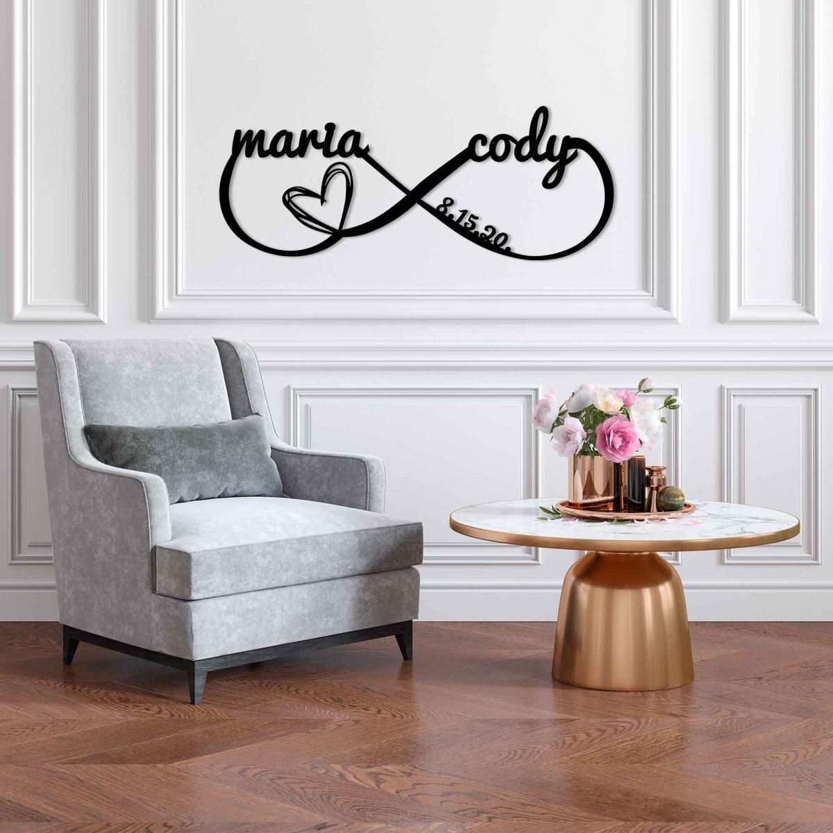 Infinity Symbol with Names Metal Wall Sign - BrossHome Metal Wall Art