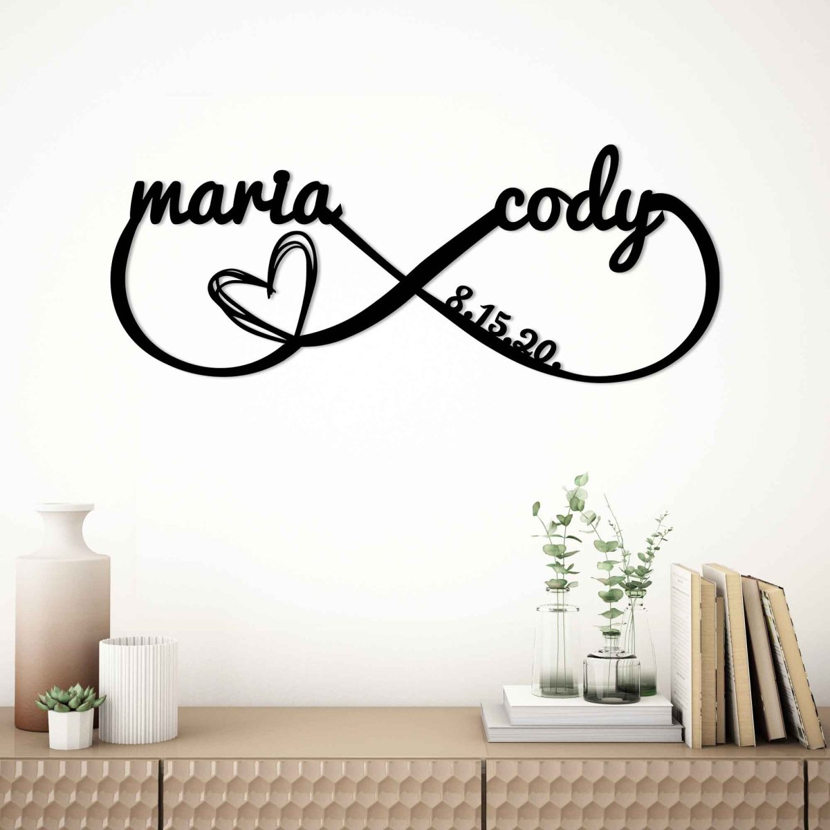 Infinity Symbol with Names Metal Wall Sign - BrossHome Metal Wall Art