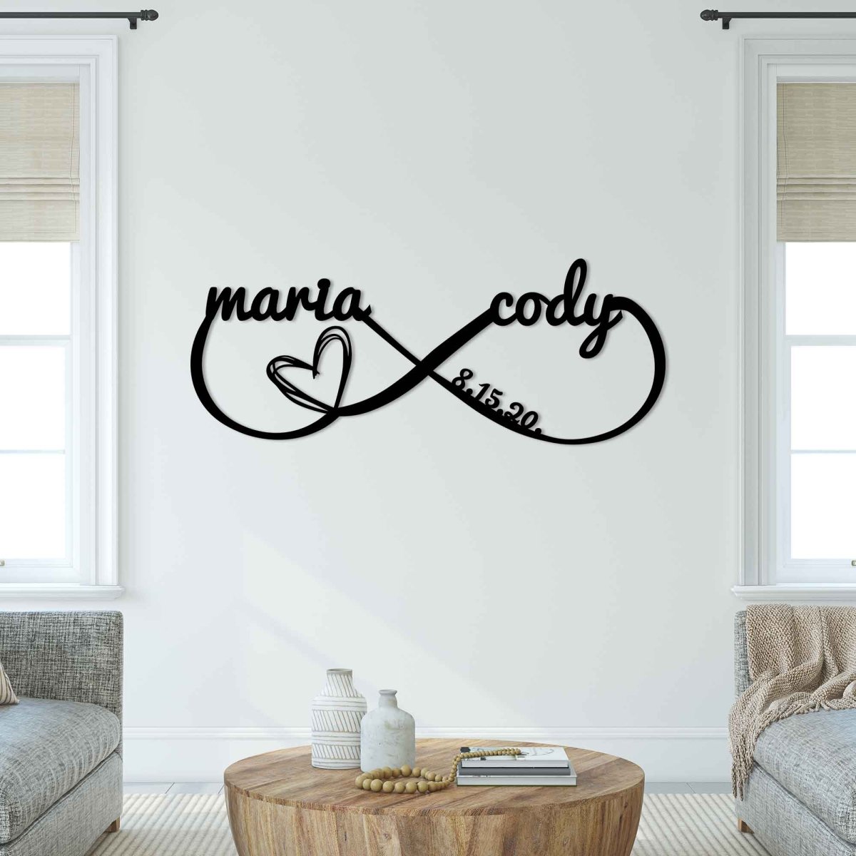 Infinity Symbol with Names Metal Wall Sign - BrossHome Metal Wall Art