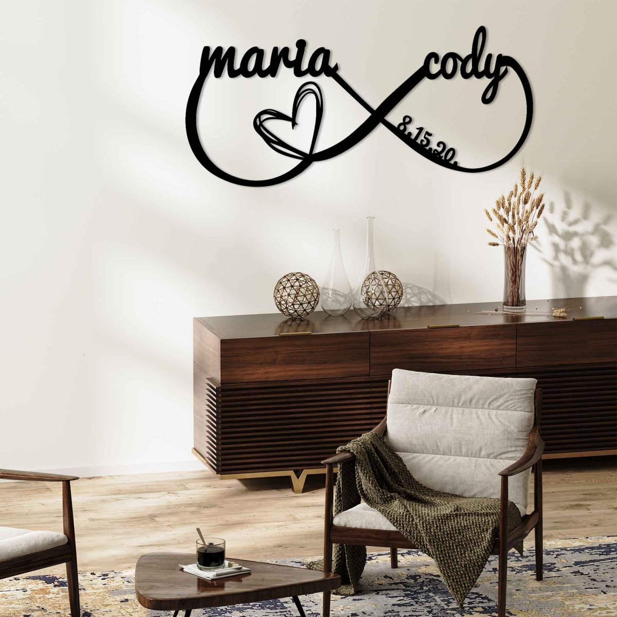 Infinity Symbol with Names Metal Wall Sign - BrossHome Metal Wall Art