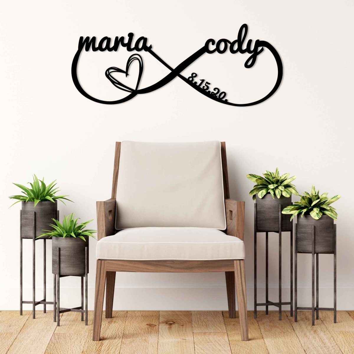 Infinity Symbol with Names Metal Wall Sign - BrossHome Metal Wall Art