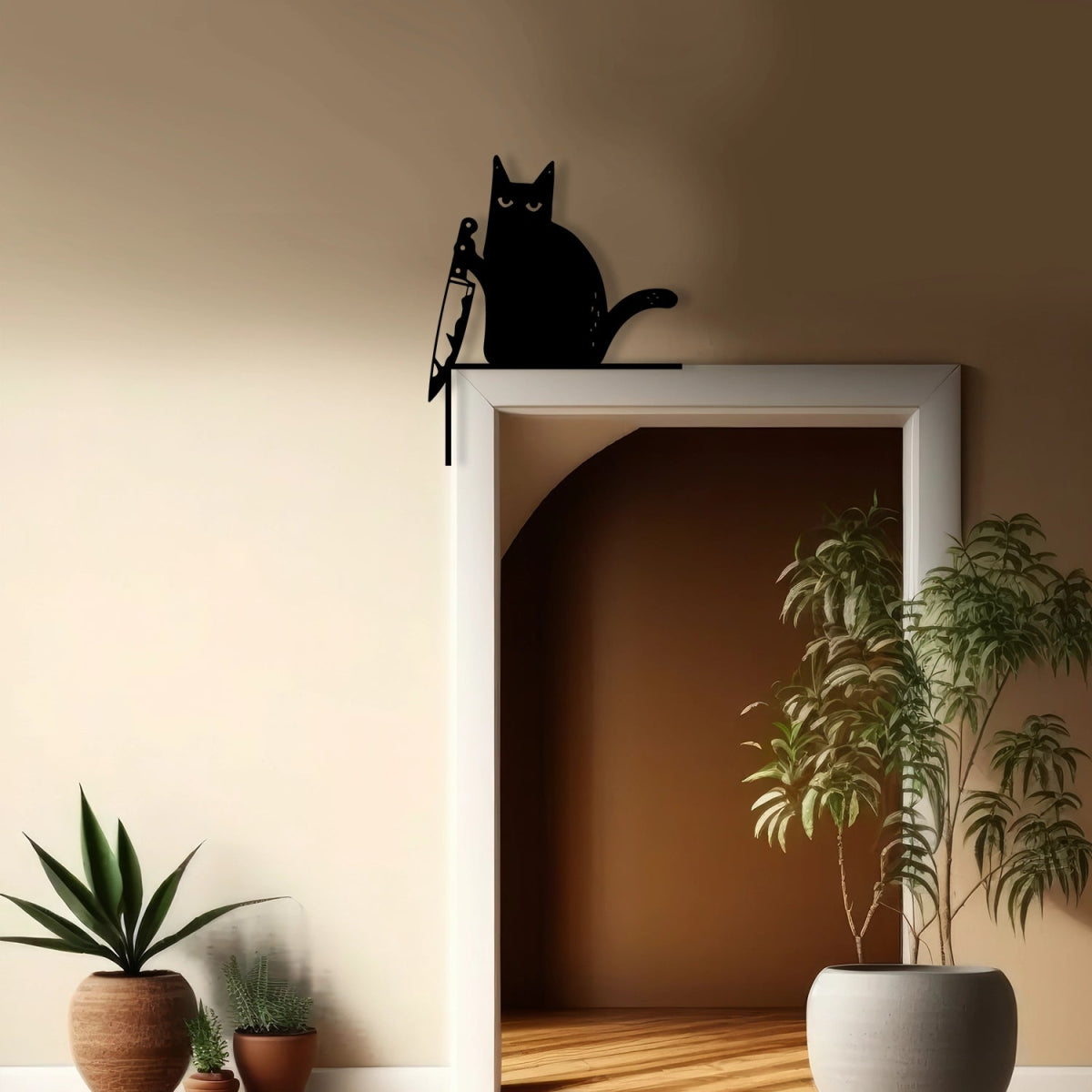 Knife Cat Metal Wall Decor - Mischievous Cat - BrossHome Metal Wall Art