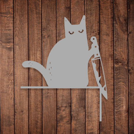 Knife Cat Metal Wall Decor - Mischievous Cat - BrossHome Metal Wall Art