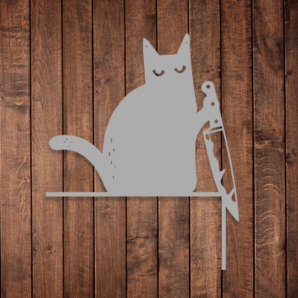 Knife Cat Metal Wall Decor - Mischievous Cat - BrossHome Metal Wall Art