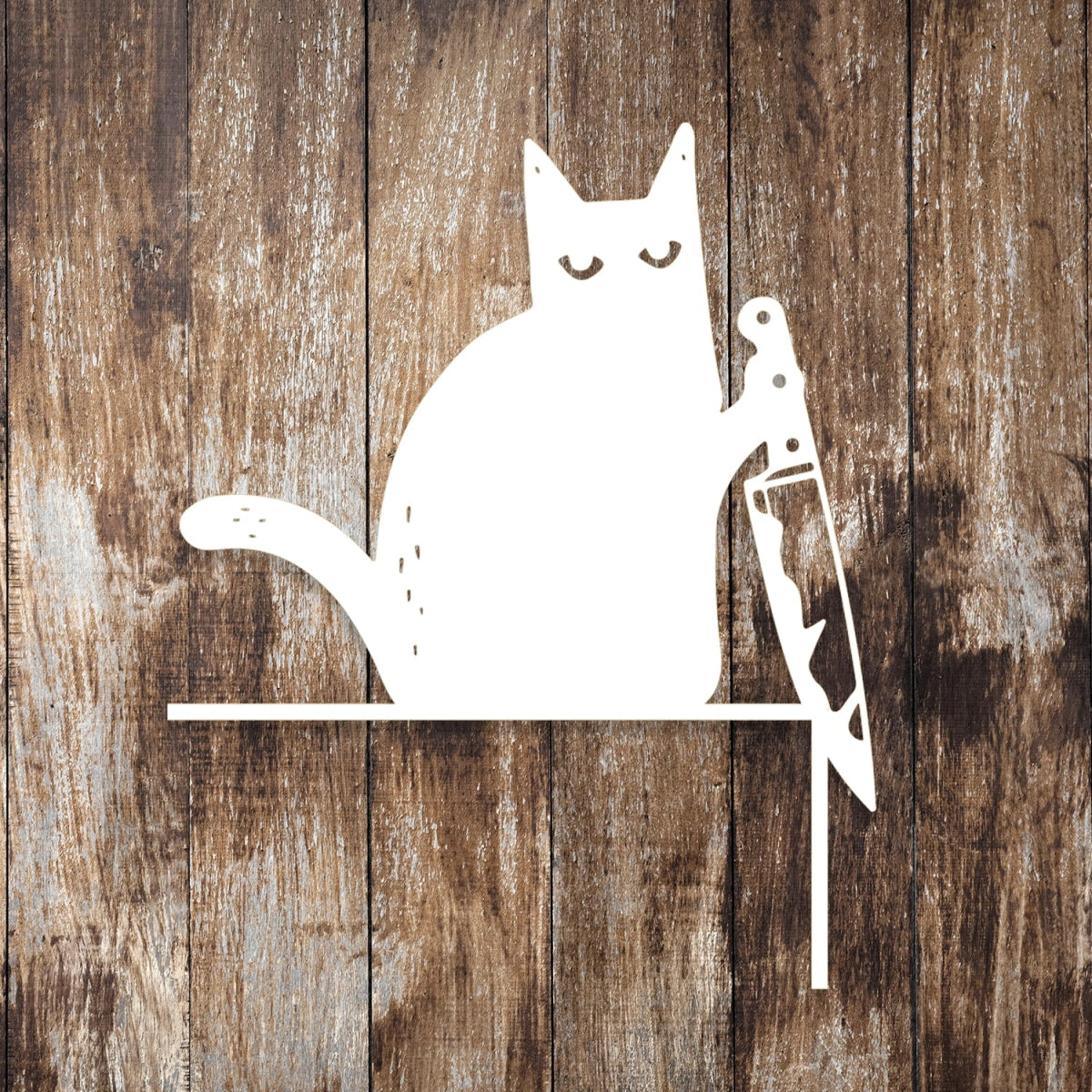 Knife Cat Metal Wall Decor - Mischievous Cat - BrossHome Metal Wall Art