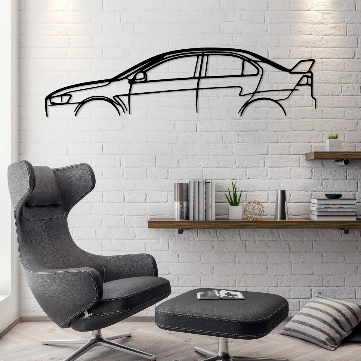 Lancer EVO X Car Metal Silhouette Wall Art - BrossHome Metal Wall Art