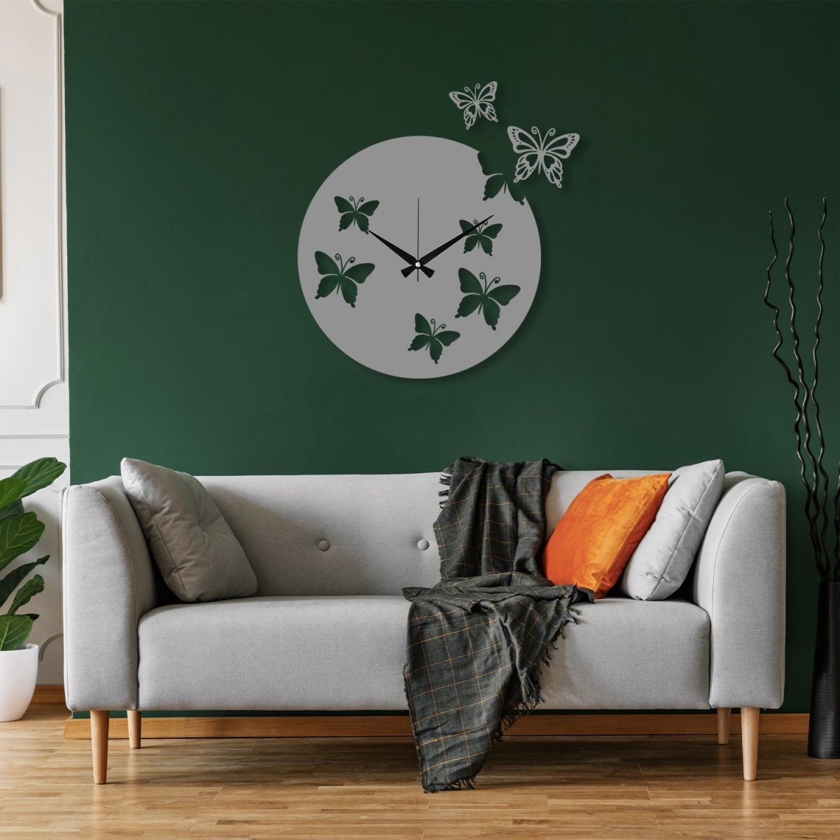 Large Butterfly Wall Clock - BrossHome Metal Wall Art