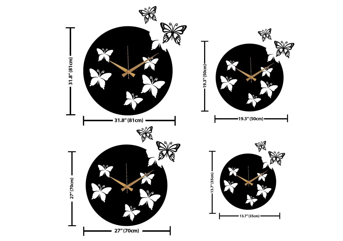 Large Butterfly Wall Clock - BrossHome Metal Wall Art