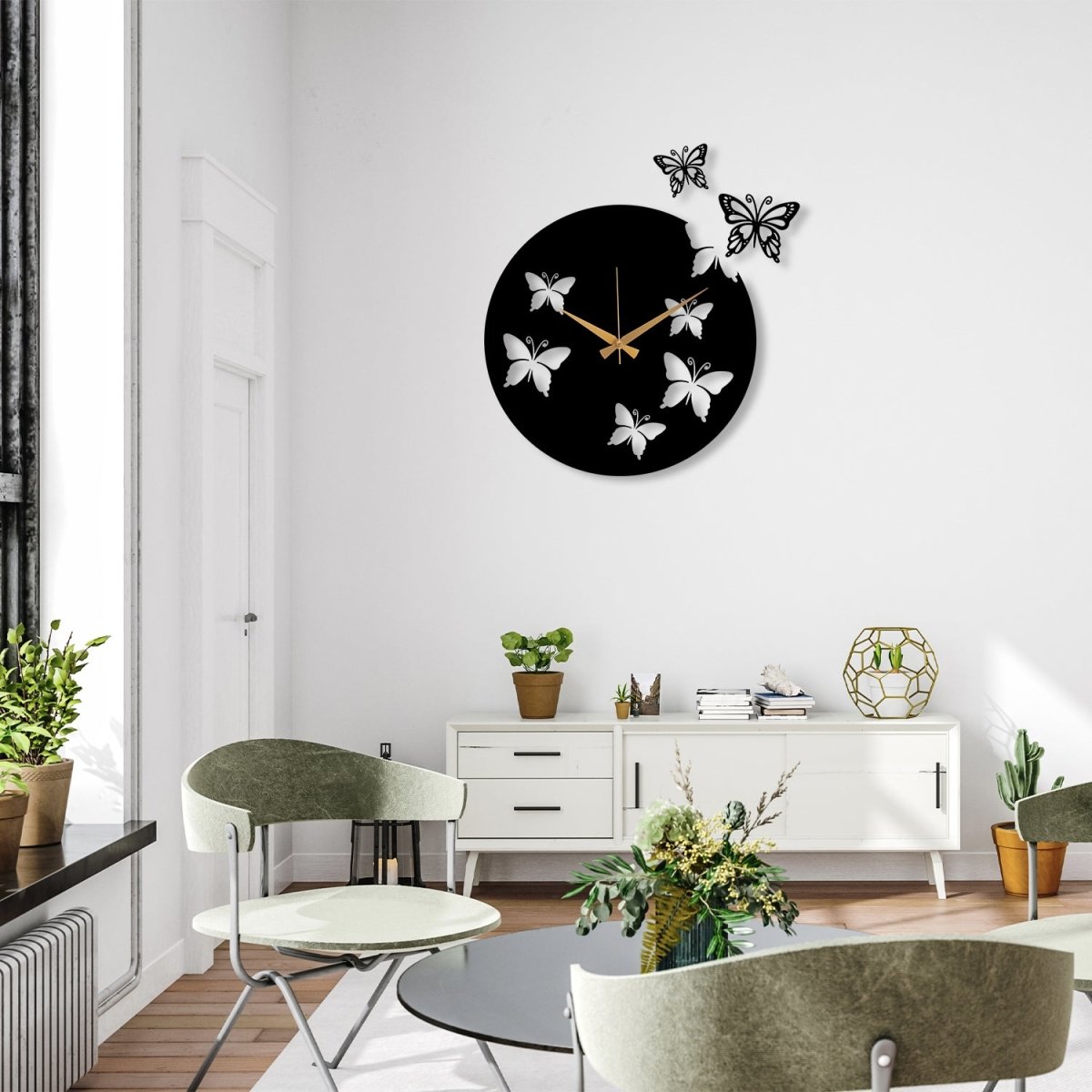 Large Butterfly Wall Clock - BrossHome Metal Wall Art