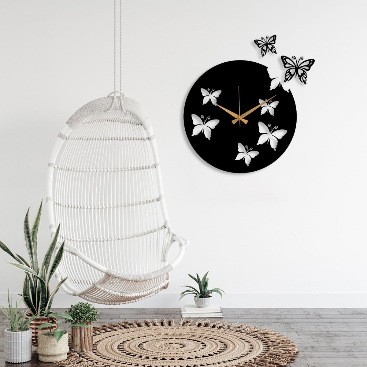 Large Butterfly Wall Clock - BrossHome Metal Wall Art