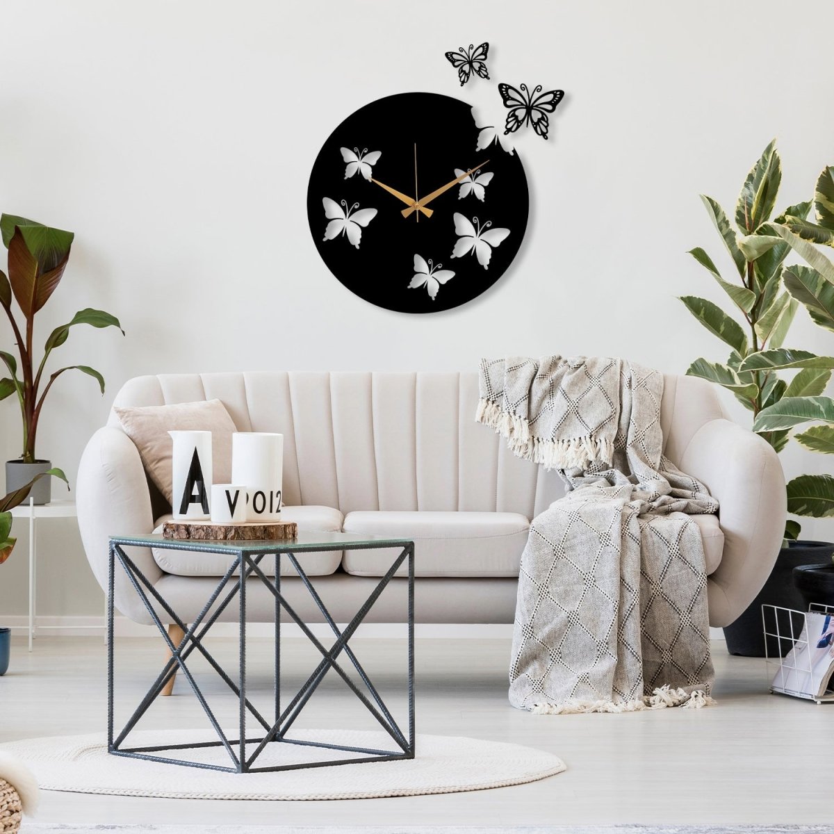 Large Butterfly Wall Clock - BrossHome Metal Wall Art