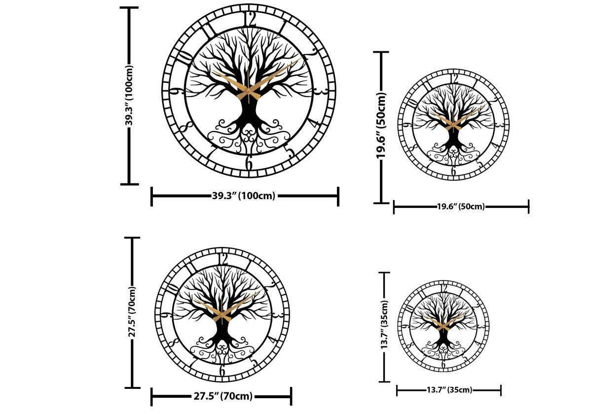 Large Tree of Life Wall Clock - BrossHome Metal Wall Art