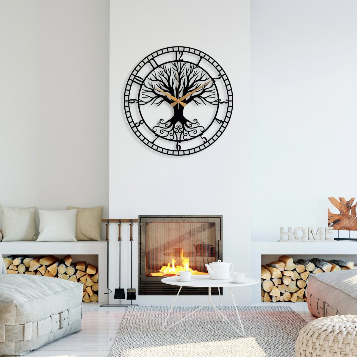 Large Tree of Life Wall Clock - BrossHome Metal Wall Art