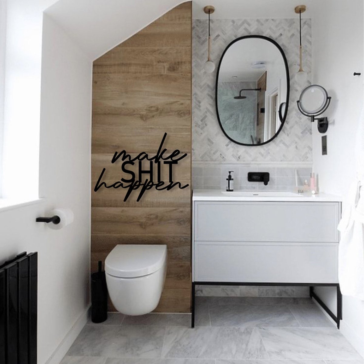 Make Shit Happen Metal Bathroom Wall Art - BrossHome Metal Wall Art