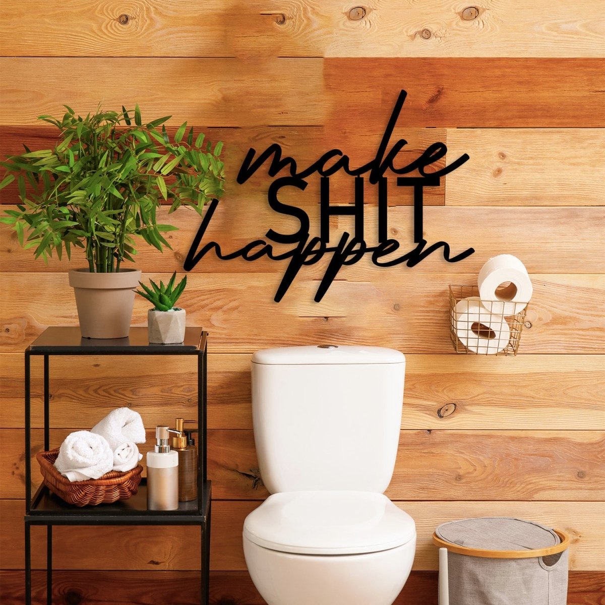 Make Shit Happen Metal Bathroom Wall Art - BrossHome Metal Wall Art