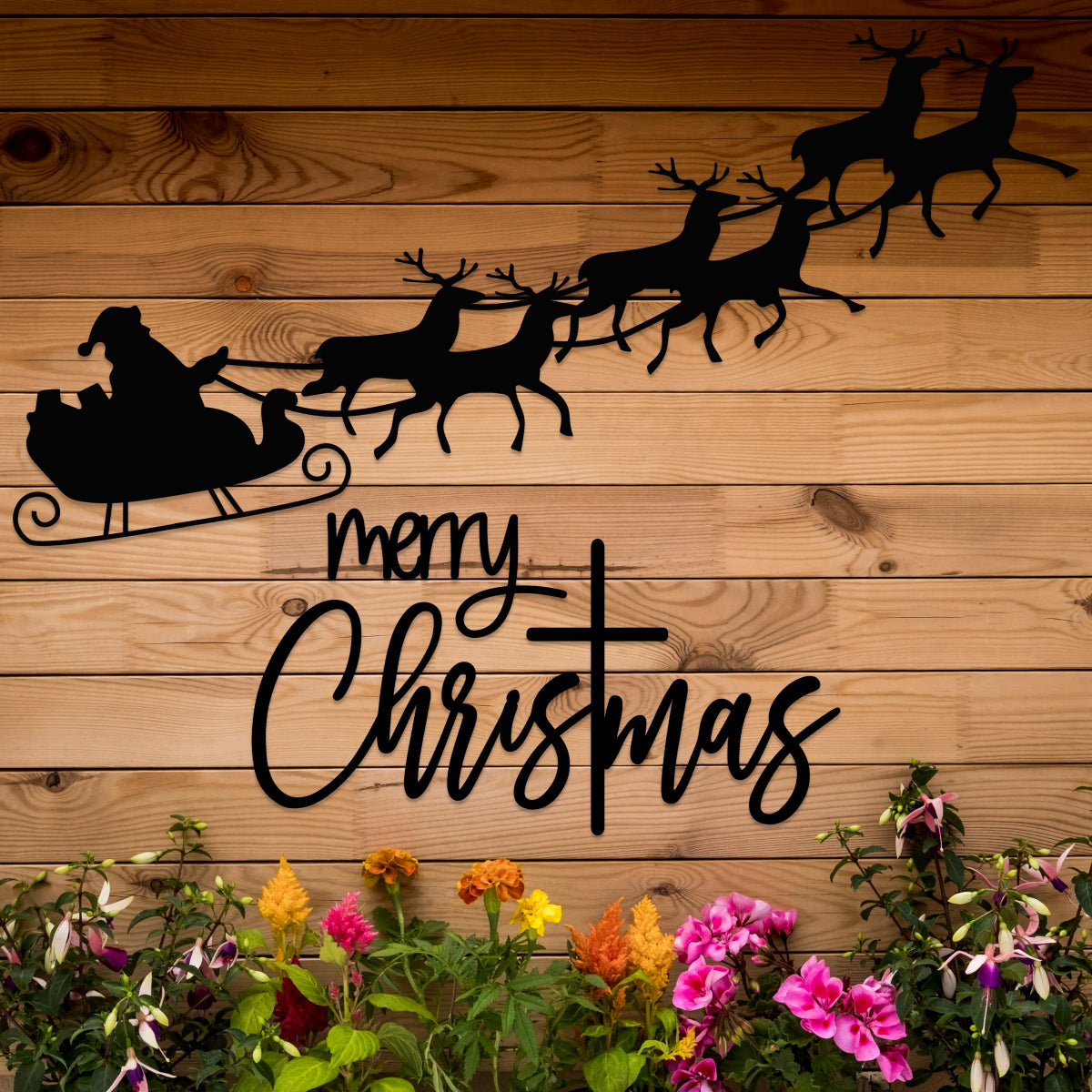 Merry Christmas Metal Wall Art - Santa'S Sleigh Livingroom Decor - BrossHome Metal Wall Art