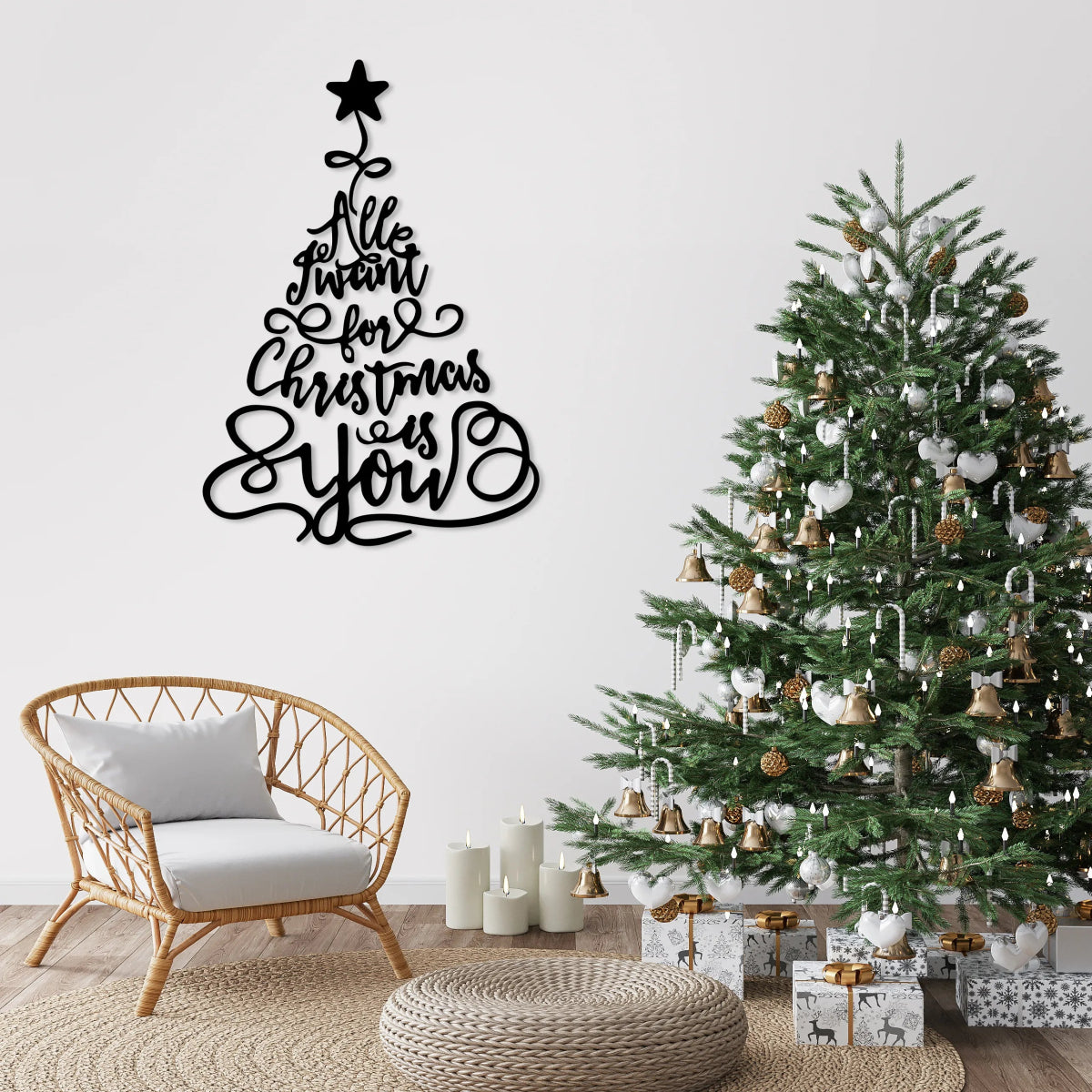Merry Christmas Tree Metal Wall Decor - BrossHome Metal Wall Art