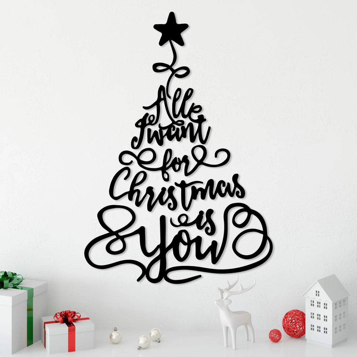 Merry Christmas Tree Metal Wall Decor - BrossHome Metal Wall Art