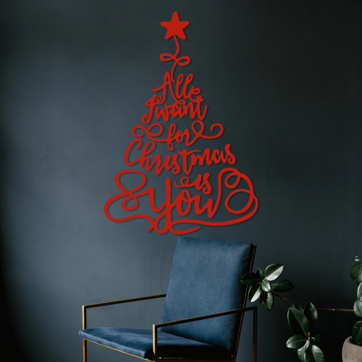 Merry Christmas Tree Metal Wall Decor - BrossHome Metal Wall Art