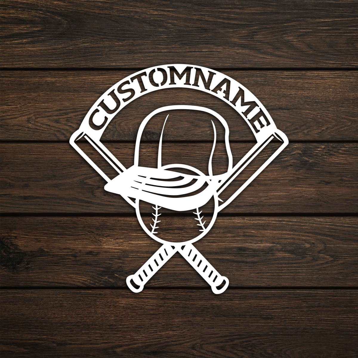 Metal Baseball Wall Sign with Bat, Ball, Cap - BrossHome Metal Wall Art