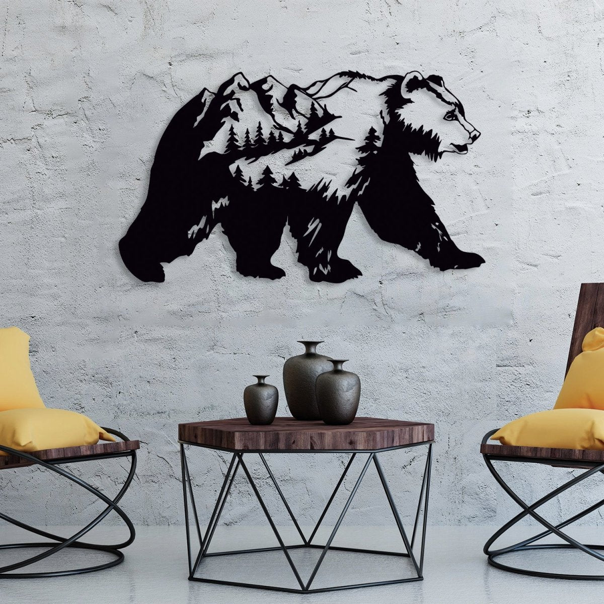 Metal Bear Wall Art - BrossHome Metal Wall Art