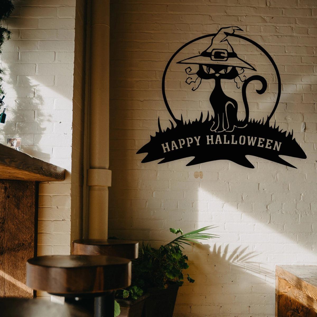 Metal Black Cat Halloween Wall Decor - BrossHome Metal Wall Art