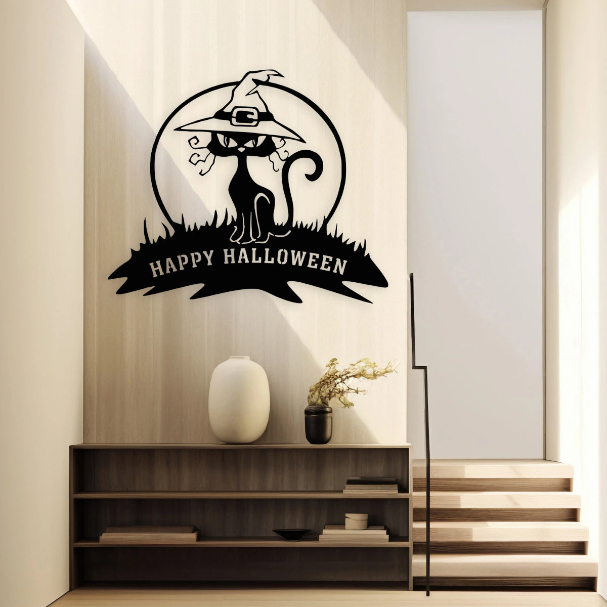 Metal Black Cat Halloween Wall Decor - BrossHome Metal Wall Art