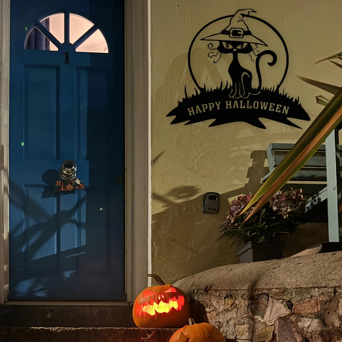 Metal Black Cat Halloween Wall Decor - BrossHome Metal Wall Art