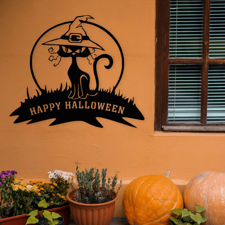 Metal Black Cat Halloween Wall Decor - BrossHome Metal Wall Art