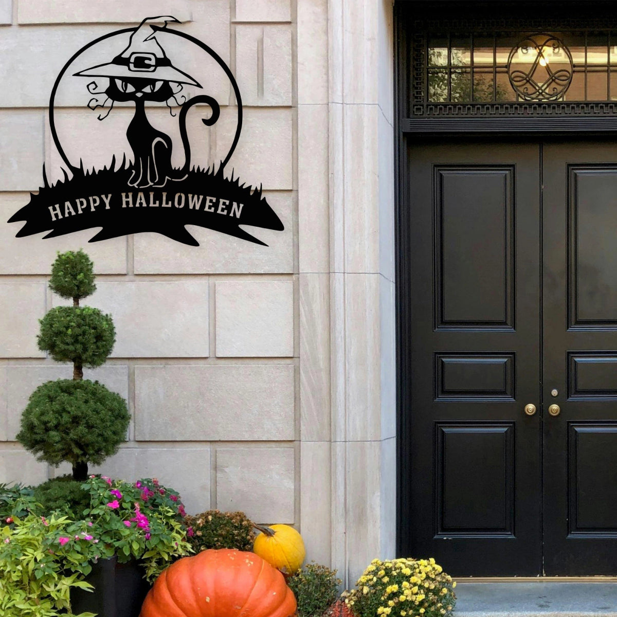 Metal Black Cat Halloween Wall Decor - BrossHome Metal Wall Art