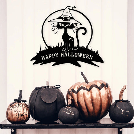 Metal Black Cat Halloween Wall Decor - BrossHome Metal Wall Art