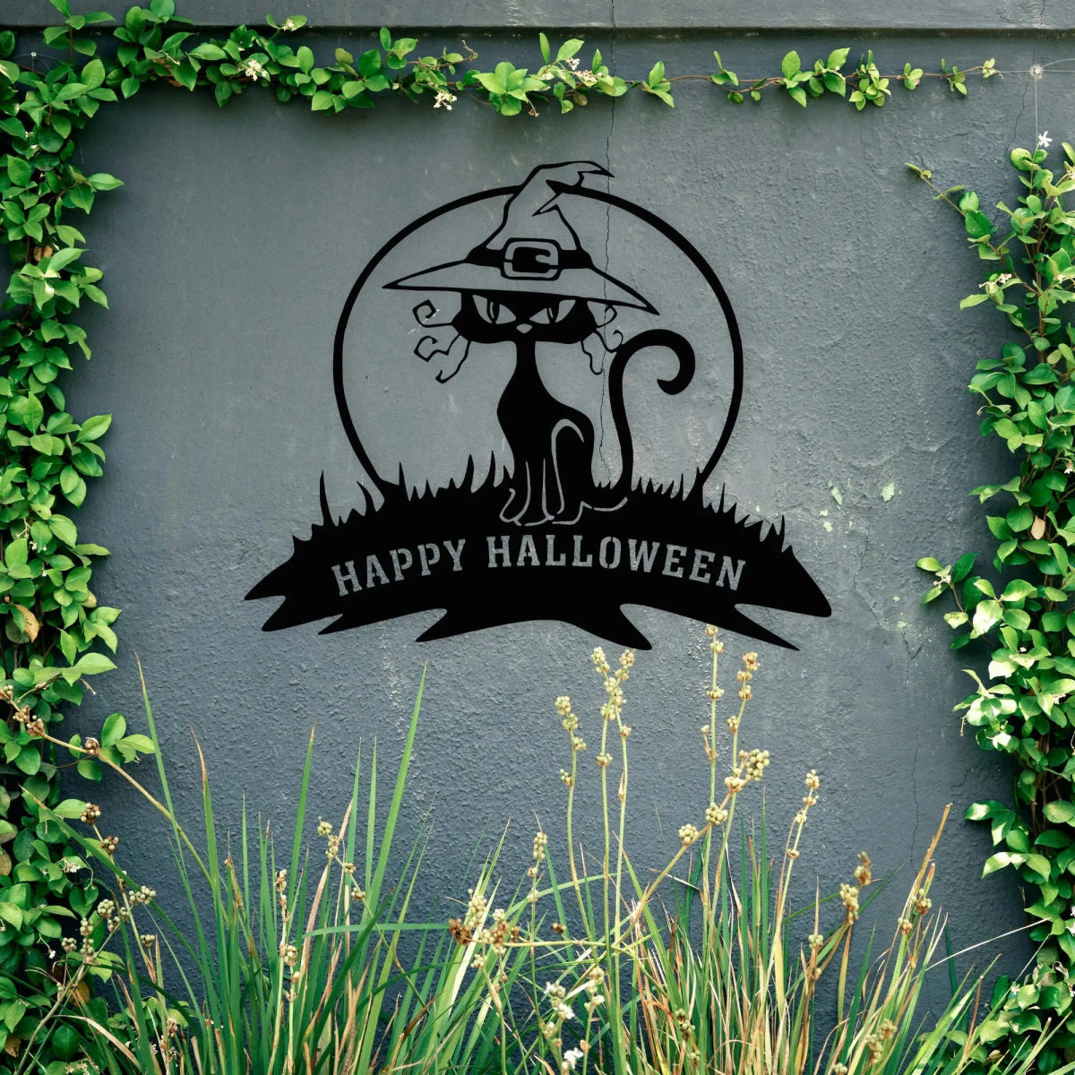 Metal Black Cat Halloween Wall Decor - BrossHome Metal Wall Art